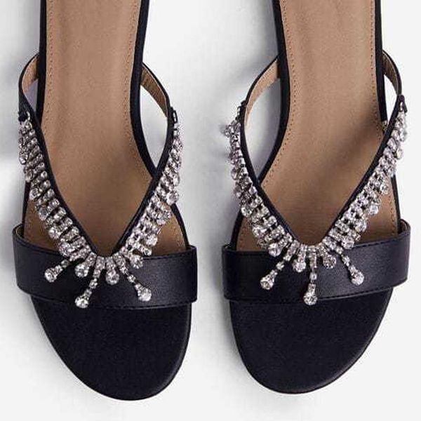 

large size slippers for women flat sandals rhinestones bling summer female fashion pu leather outside casual ladies beach shoes, Black