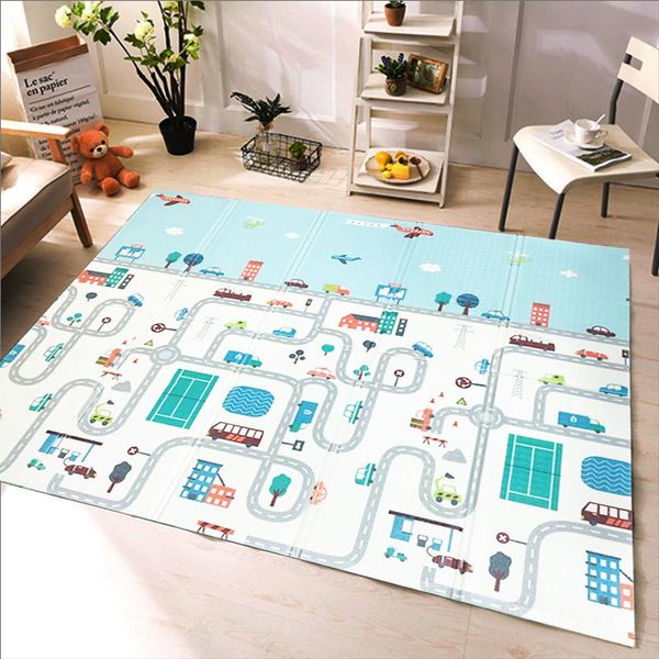

xpe folding baby play mat 1cm thick crawling toys for children's carpet climbing gyme game road pad living room home kids rug lj201118