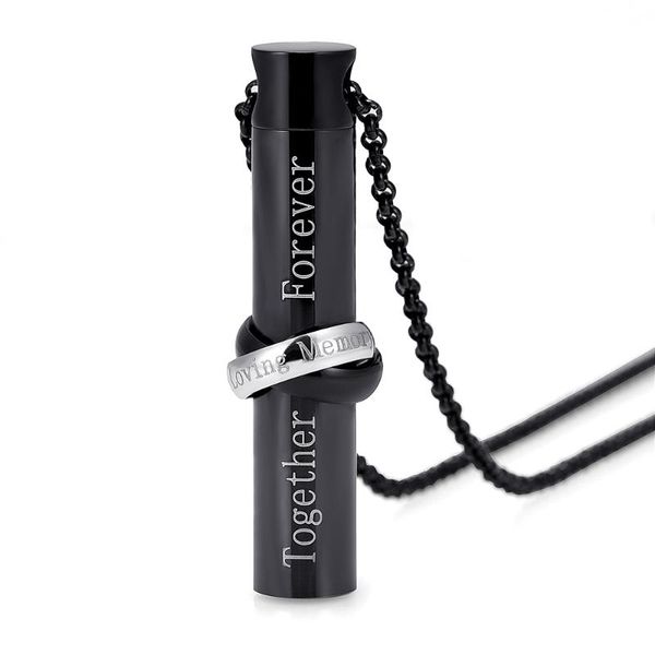 

chains ijd9944 stainless steel infinity cylinder souvenir waterproof pendant for ash urn memorial necklace cremation jewelry, Silver