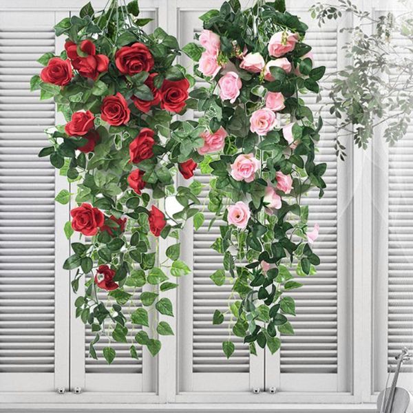 

18 fake flower rattan artificial flower vine decoration wall hanging simulation rose home decoration 90cm1