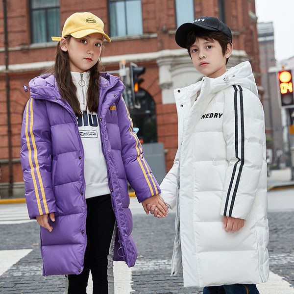

girls' down jacket 2020 new 90 white duck velvet korean children's foreign thick middle long jacket chinese boy, Blue;gray