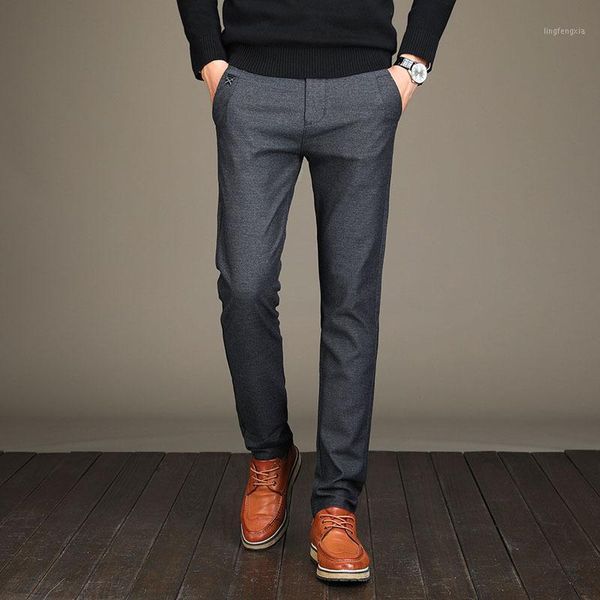 

casual men's trousers hombre streetwear autumn long pants plus size business male slim solid fashion straight 38 brand1, Black