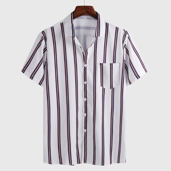 

new men's printed short-sleeved shirt casual business men, White;black