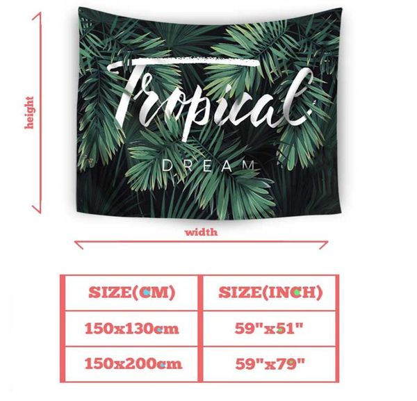 

wall hanging tapestries tropical rain forest tapestry 3d printed letter cloth green leaves thin table cloth yoga mat tapestry wmtltl