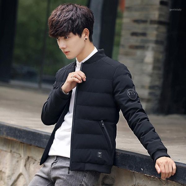 

men's wool & blends autumn winter style men baseball leader standard down jacket cotton-padded clothes origional hong kong large size f, Black