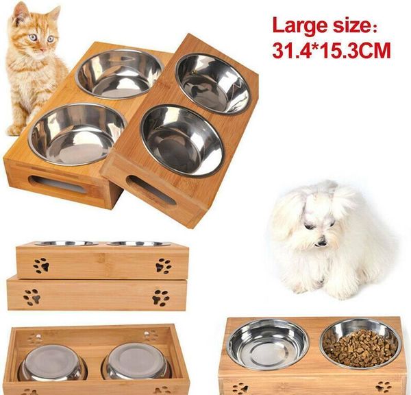 

dog food large feeding stand station stainless pet double bowls stand jllxbc jhhome