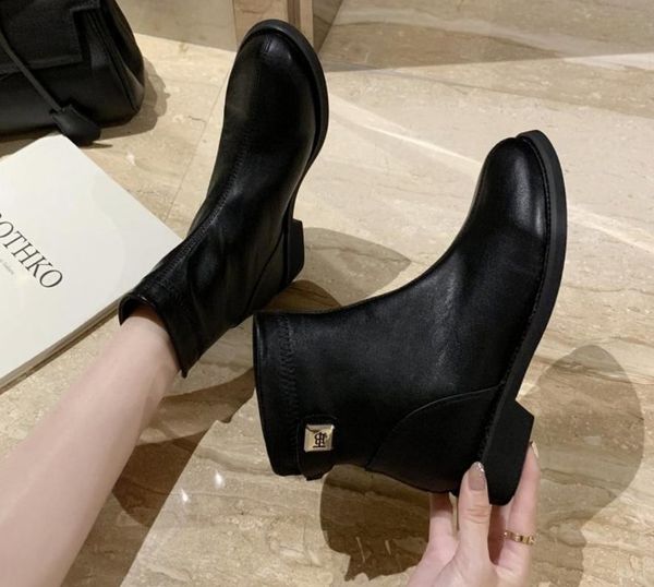 

boots women female soft leather shoes autumn winter short fashion two sides ankle, Black
