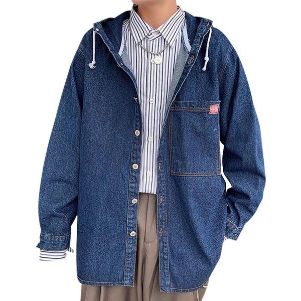 

men blue denim jackets autumn casual men long sleeve outerwear coats loose bomber jacket jean jacket male, Black;brown