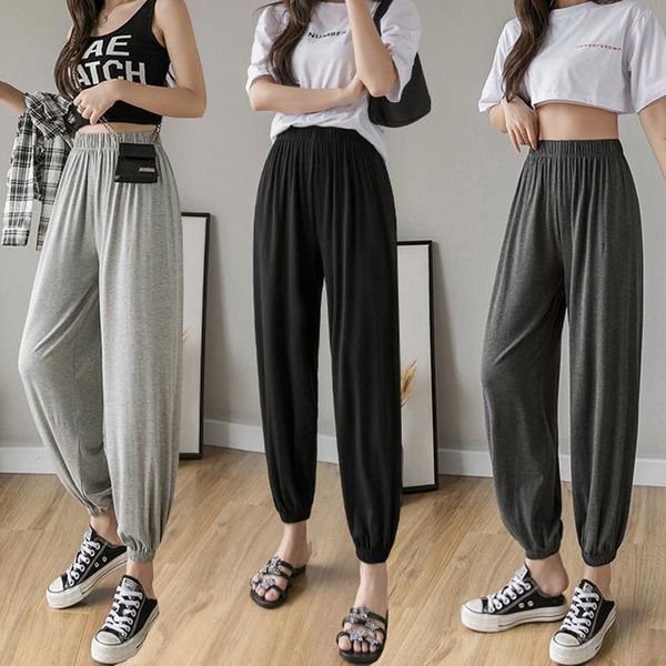 

2021 new loose female summer hare plus size women's wide high pants comfortable (s-3xl) j2kz, Black;white