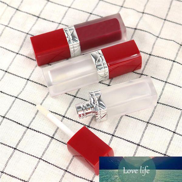 Tubi per lucidalabbra vuoti da 5 ml Bulk Contenitore per lucidalabbra quadrato rosso satinato Confezione per trucco Tubi per rossetto con bacchetta