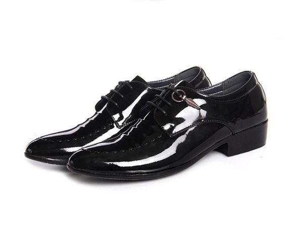 

mens formal patent leather oxford shoe for men dress shoes wedding laces leather business shoes, Black