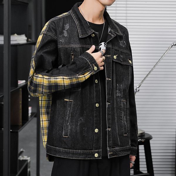 

2021 new japan style spring autumn men's fashion casual denim jacket streetwear clothes b4l4, Black;brown
