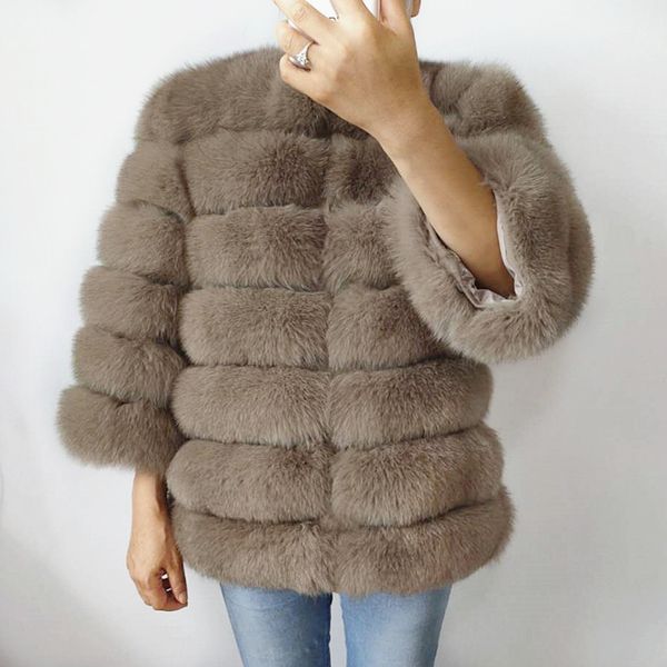 

women's fur real natural coat jacket for warm winter over coat real fur vest lj201204, Black