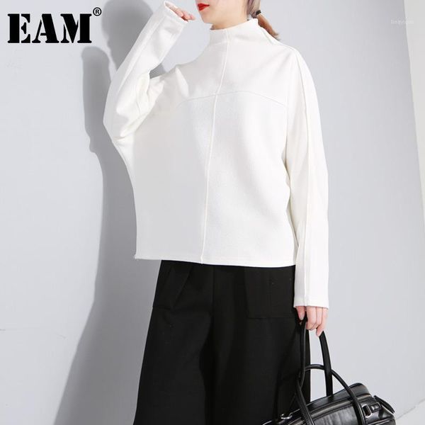 

eam] loose fit black brief temperament sweatshirt new turtleneck long sleeve women big size fashion spring autumn 2020 1db8221