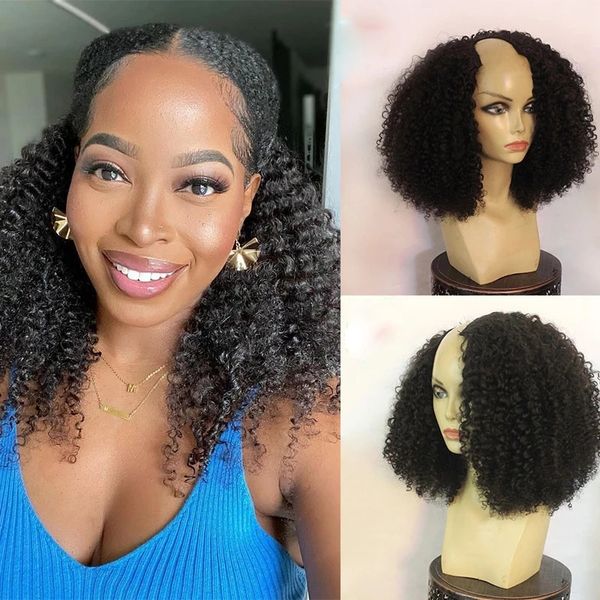 Glueless Afro Kinky Curly 100% Nautral Human Hair U Part Parrucche 250density Peruviano Remy Afros non trattato 4a 4b 4c Ricci Full End