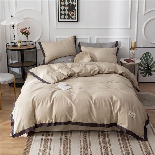 

bedding sets 2021 nordic set king wide edge duvet cover flat or fitted sheet bedlinen 100%cotton solid color simple bedclothes
