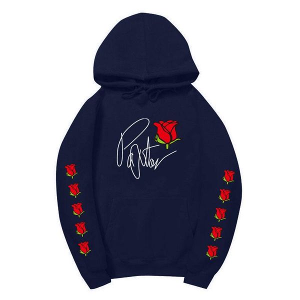 

2020 casual fleece hoodie white black red roses printed popstar hody sweatshirt cotton hodie pullover hoody s - xxl