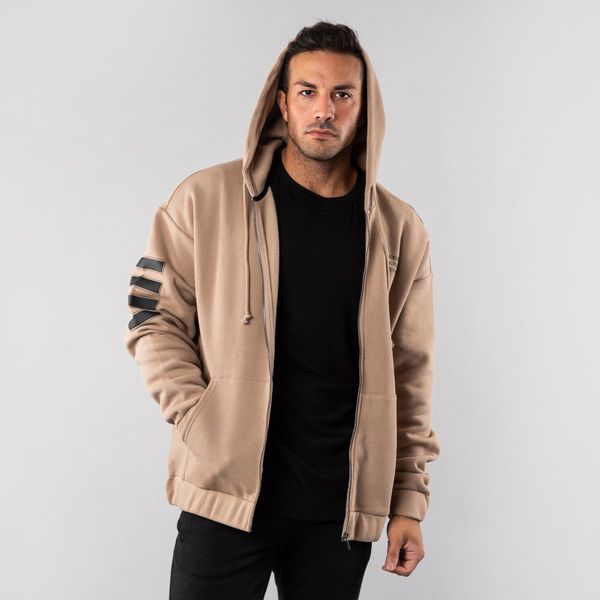 

e-baihui2021fitness spring and autumn men's sports leisure running zipper hooded loose long sleeve sweater cardigan smmg039, Black