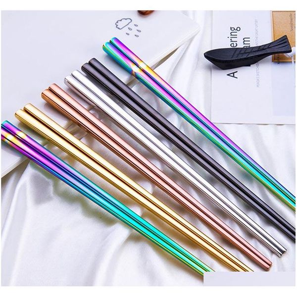 

high grade 304 stainless steel chopsticks square chopsticks flatware home l simple style tableware dinnerware drop shipping