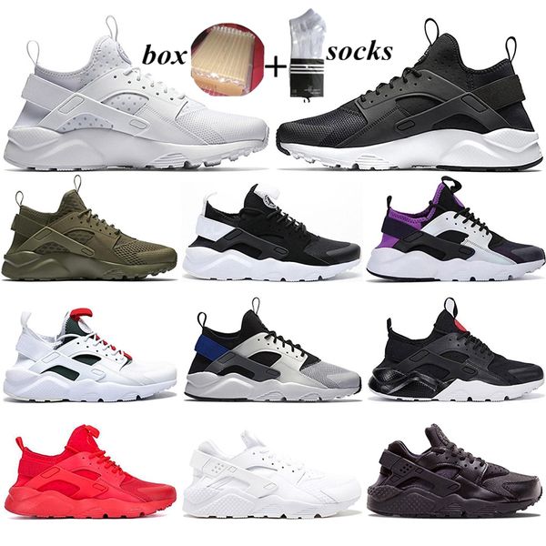 

with box huarache running shoes for men women triple black pure platinum oreo red white purple breathable mens trainers sports sneaker