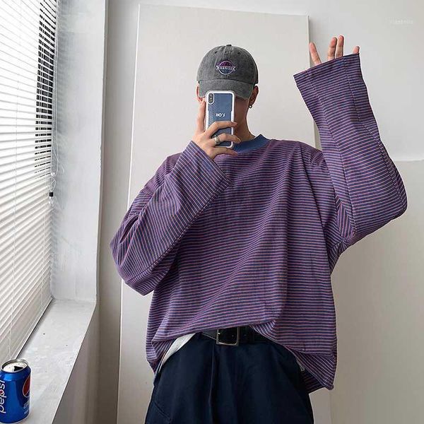 

korean striped hoodie men's fashion casual cotton sweatshirt men streetwear wild loose hip-hop pullover hoodies mens m-xl1, Black