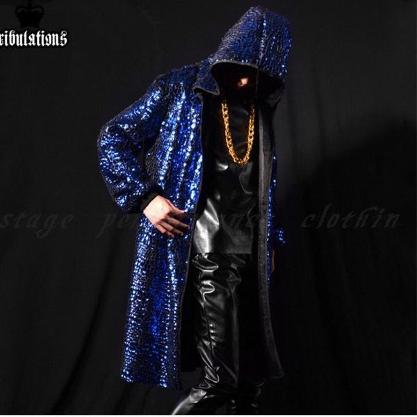 

lager size men clothing shopping men's fashion evening tide men guest singer stage long trench coat, Tan;black