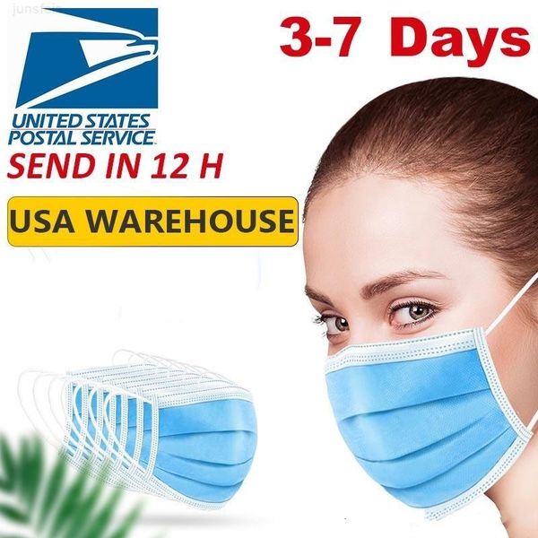

disposable face 3-layers mouth non woven anti-dust anti-bacterial earloops breathing safety masks ship dhl 2-days 7339044