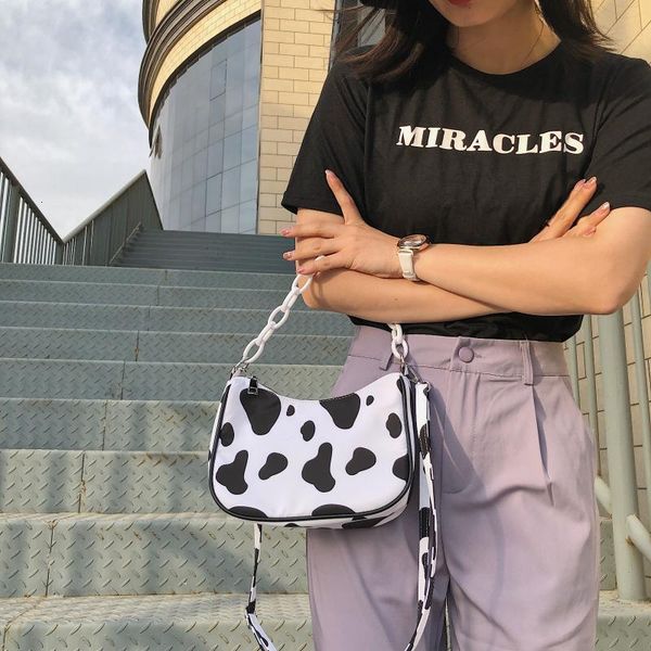 

design women crossbodys bags tote bag cute cow pattern summer underarm bag nylon handbag small shoulder female purses