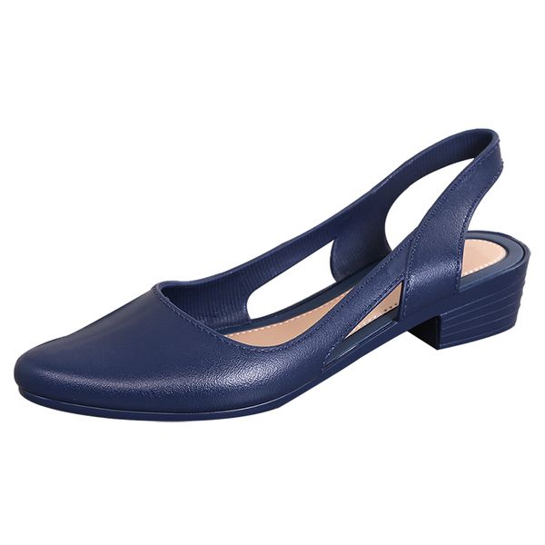 

cut-out closed toe jelly sandals women pointed toe chunky med high heels flip flops slingback casual candy skidproof beach shoes, Black