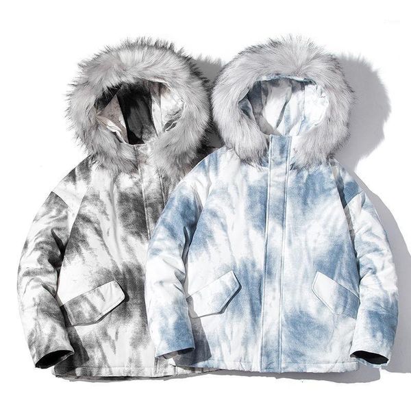 

extfination men's tie dye hooded parkas women casual oversize 2020 winter new man hooded warm fashion streetwear clothing1, Black