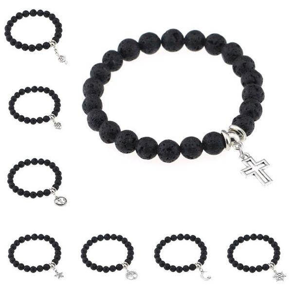 

natural volcanic rock pendant bracelet for men and women dmfb090 mix order 20 pieces a lot, Golden;silver