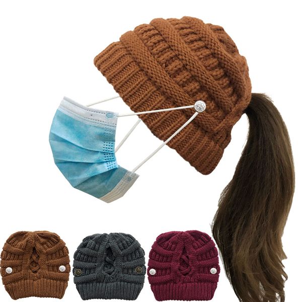 

womens mask knitted hat stretchy weave winter split wool hats caps, Blue;gray