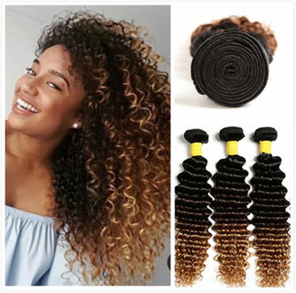 Extensões de cabelo sintéticas de 16 ~ 24 polegadas, feixes de tramas afro eurosos de cabelo cacheado FLC-001