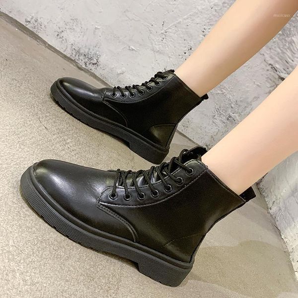 

2020 new women genuine leather shoes for winter boots shoes woman casual genuine leather botas mujer female laces ankle boots1, Black