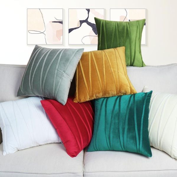 

cushion/decorative pillow cilected nordic solid color short plush embroidered case sofa bed cushion cover car waist without core 60*601