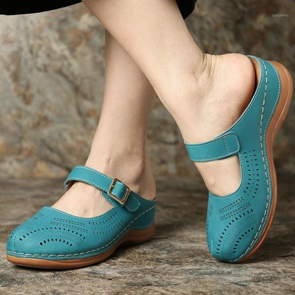 

zapatos de mujer summer women slippers wedges heel slides platform buckle adjustable plus size outdoor beach female ladies shoes1, Black