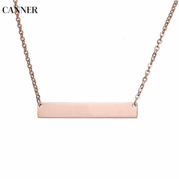 

silver necklace canner bar pendant rose stainless gold steel personalized blank custom name necklaces women engrave word