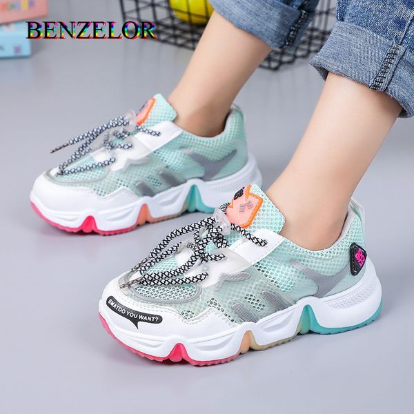 

benzelor fashion sneakers kids sport shoes for girls children boys lightweight runing teenagers breathable comfortable autumn lj200904, Black;red