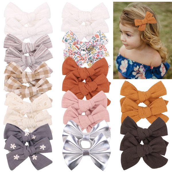 

baby hair clips bowknot barrettes kids toddler cotton hairpins clippers girls headwear accessories for children candy color kfj394, Slivery;white