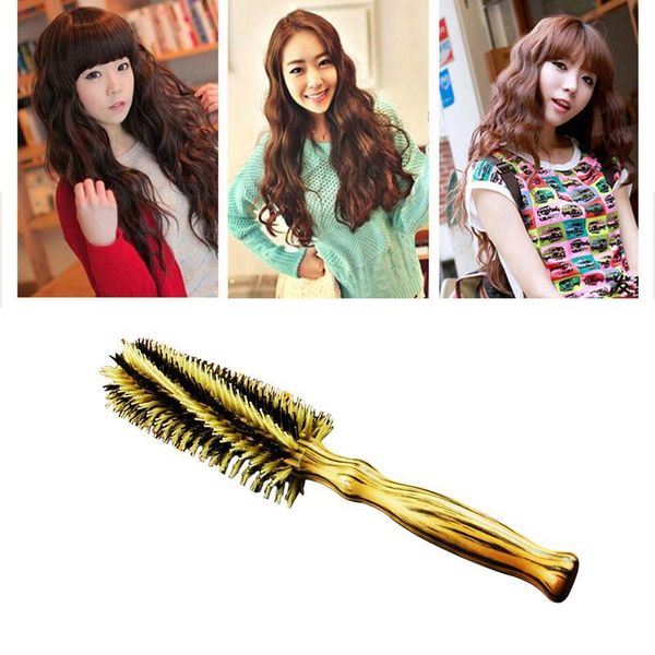

1pc curly hair comb bristle hair curling brush wooden round comb hairstyling curl brush salon hair sqczth, Silver