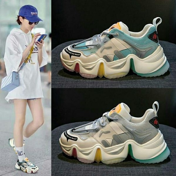 

2021 female natural rainbow in thick feminine bottom sports shoes 85dh, Black