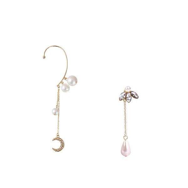 

zzgirl korean ins super fairy hook earbone without hole ear clip pin pearl hanging earring versatile personality, Silver