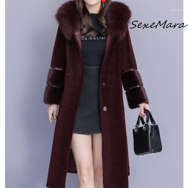 

2020 winter fashion fur hooded women long coats korean style single breasted elegant wool coat1, Black