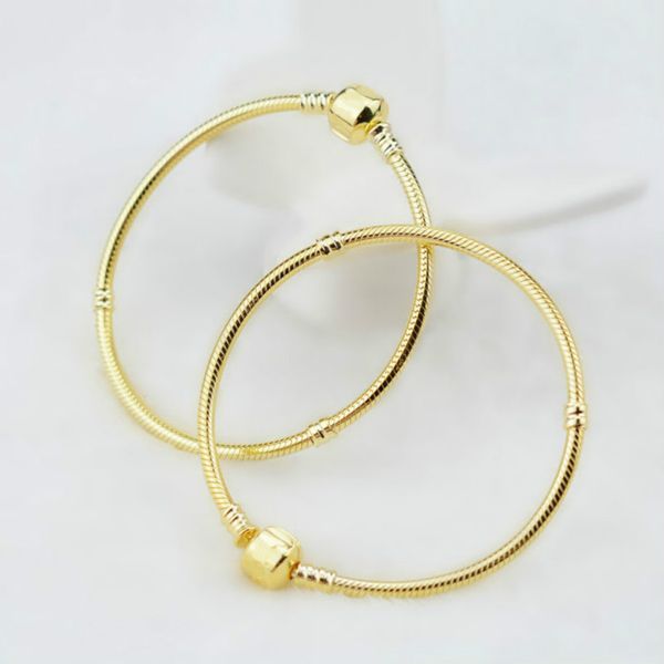 

2021 new 100% 925 sterling silver moments gold colour clasp bracelet fit diy original charm bracelet women jewelry christmas gift, Golden;silver