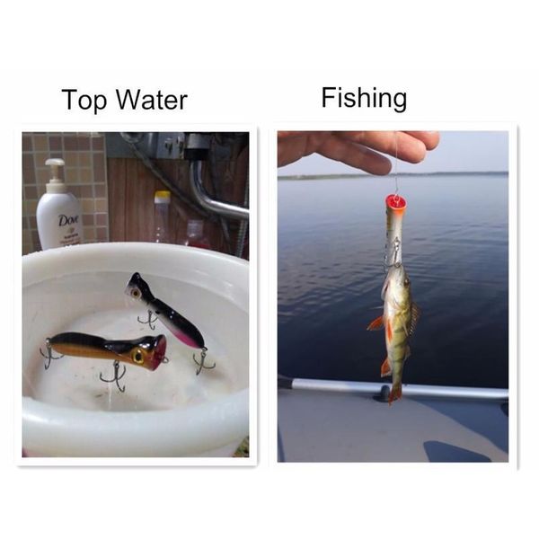 

1pc popper fishing lure with 6# hooks 8.5cm 11g floating crankbait artificial bait poper minnow c qylhhv