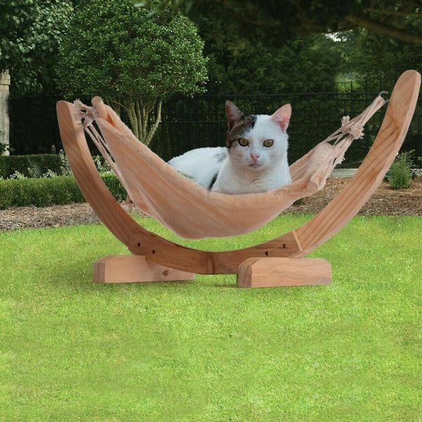 

hammock diy bed pet dog house wooden frame lazy mat comfortable cushion lounge aug889