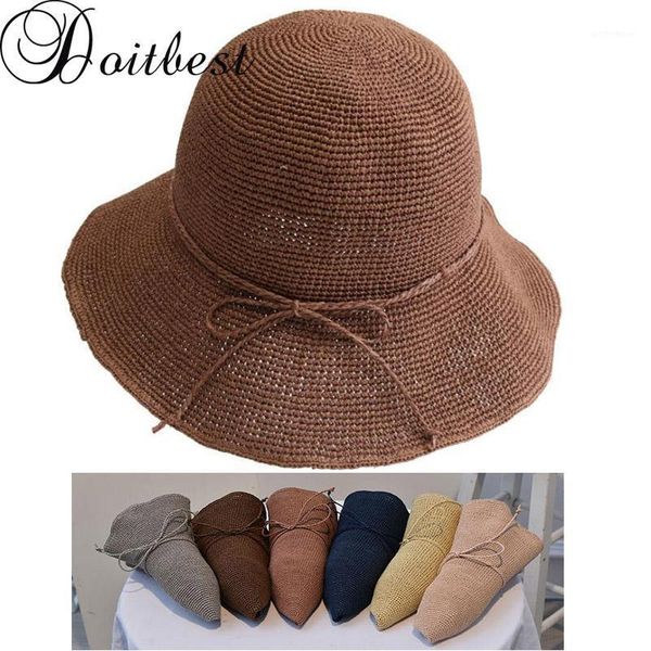 

stingy brim hats doit wide straw summer sun for women lady beach foldable sunscreen flat gorras1, Blue;gray