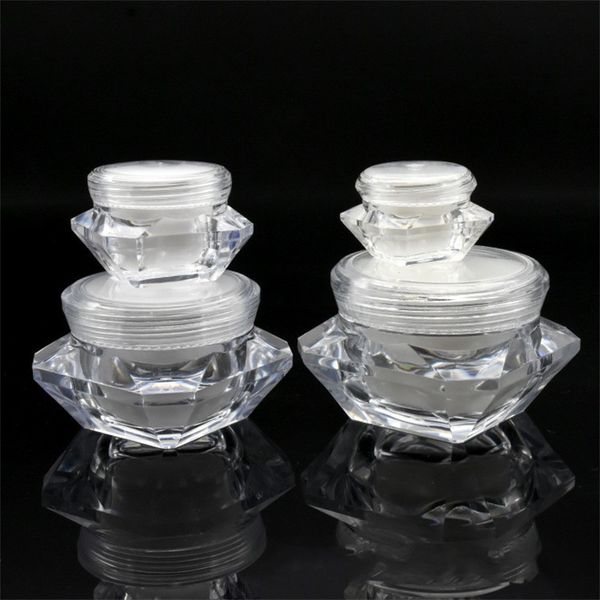

15g/ml diamond style pot acrylic cosmetic empty jar eyeshadow makeup face cream lip balm container bottle sample packaging 234 j2