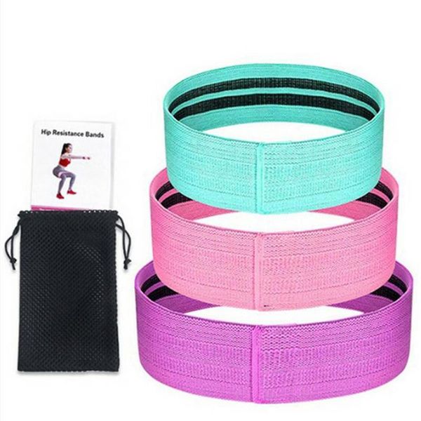 

3pcs/set elastic resistance ring buttock ring non-slip fitness squat elastic band yoga stretch ban home or gym exercise