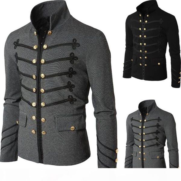 

mens jackets coat solid middle ages clothing man purim victorian gothic style jacket zipper christian medieval knight y, Black;brown